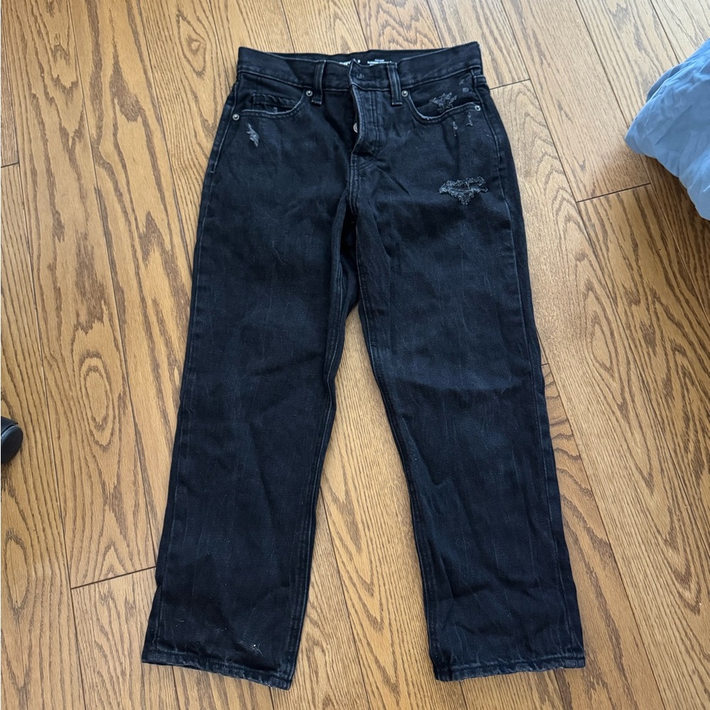 Old navy slouchy straight black jeans cropped women’s